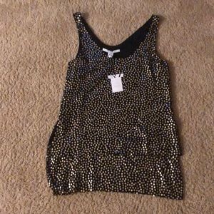 NWT DVF black with gold sequin Desta tank top